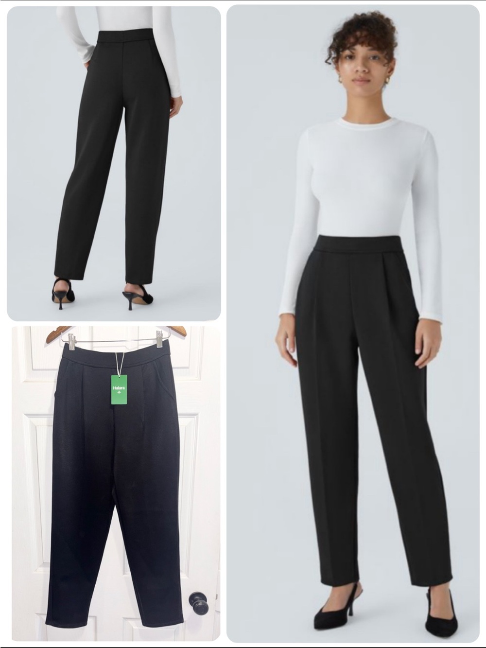 NWT Halara High Waisted Pleated Wide Leg Casual Pants Size Small in Black